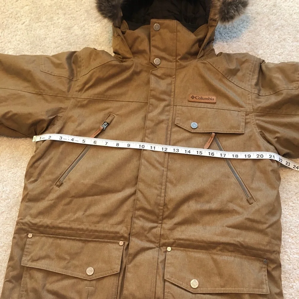 Columbia Mens Barlow Pass Turbodown II Jacket Brown Coat Size Small Waterproof